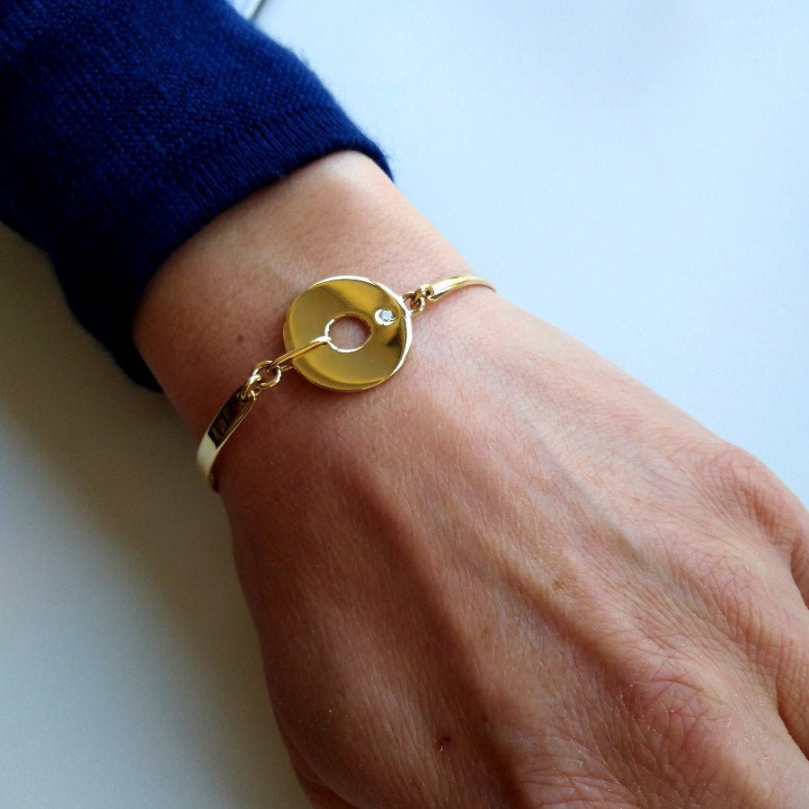 Bracelet Jonc en or jaune et diamant - Castafiore