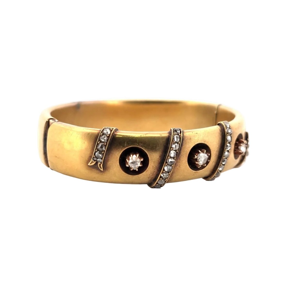Bracelet Jonc en or jaune et diamants - Castafiore
