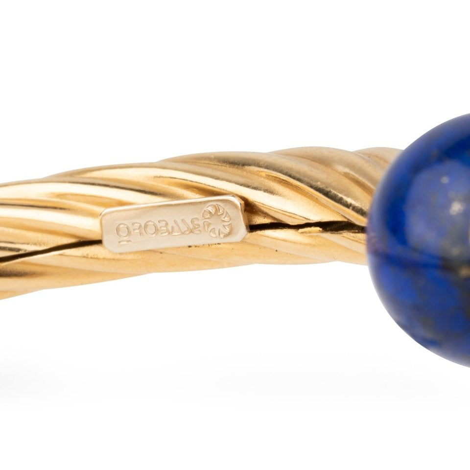 Bracelet Jonc en or jaune et lapis lazuli - Castafiore
