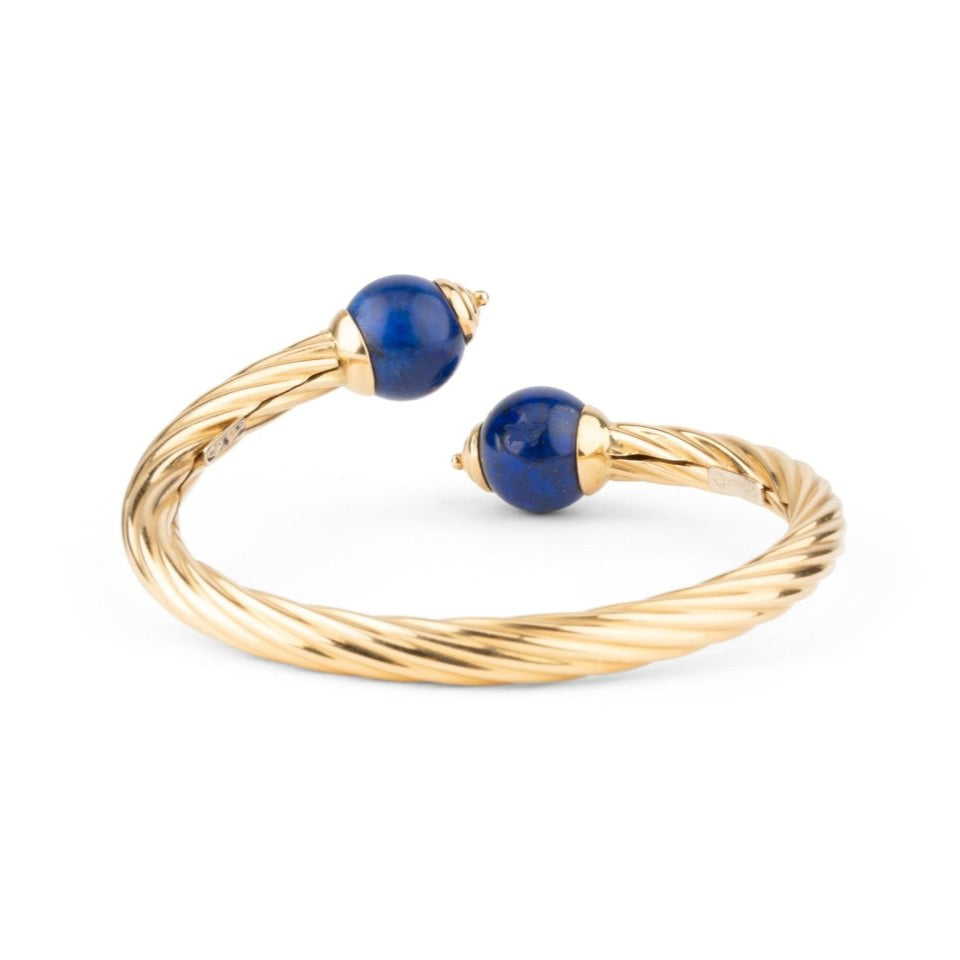 Bracelet Jonc en or jaune et lapis lazuli - Castafiore