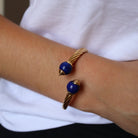 Bracelet Jonc en or jaune et lapis lazuli - Castafiore