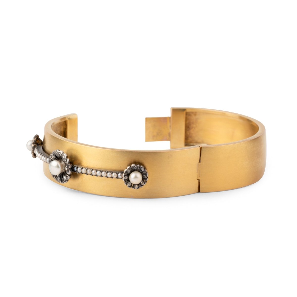 Bracelet Jonc en or jaune et perles - Castafiore