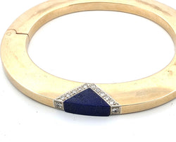 Bracelet Jonc en or jaune, lapis-lazuli et diamants - Castafiore