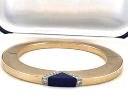 Bracelet Jonc en or jaune, lapis-lazuli et diamants - Castafiore