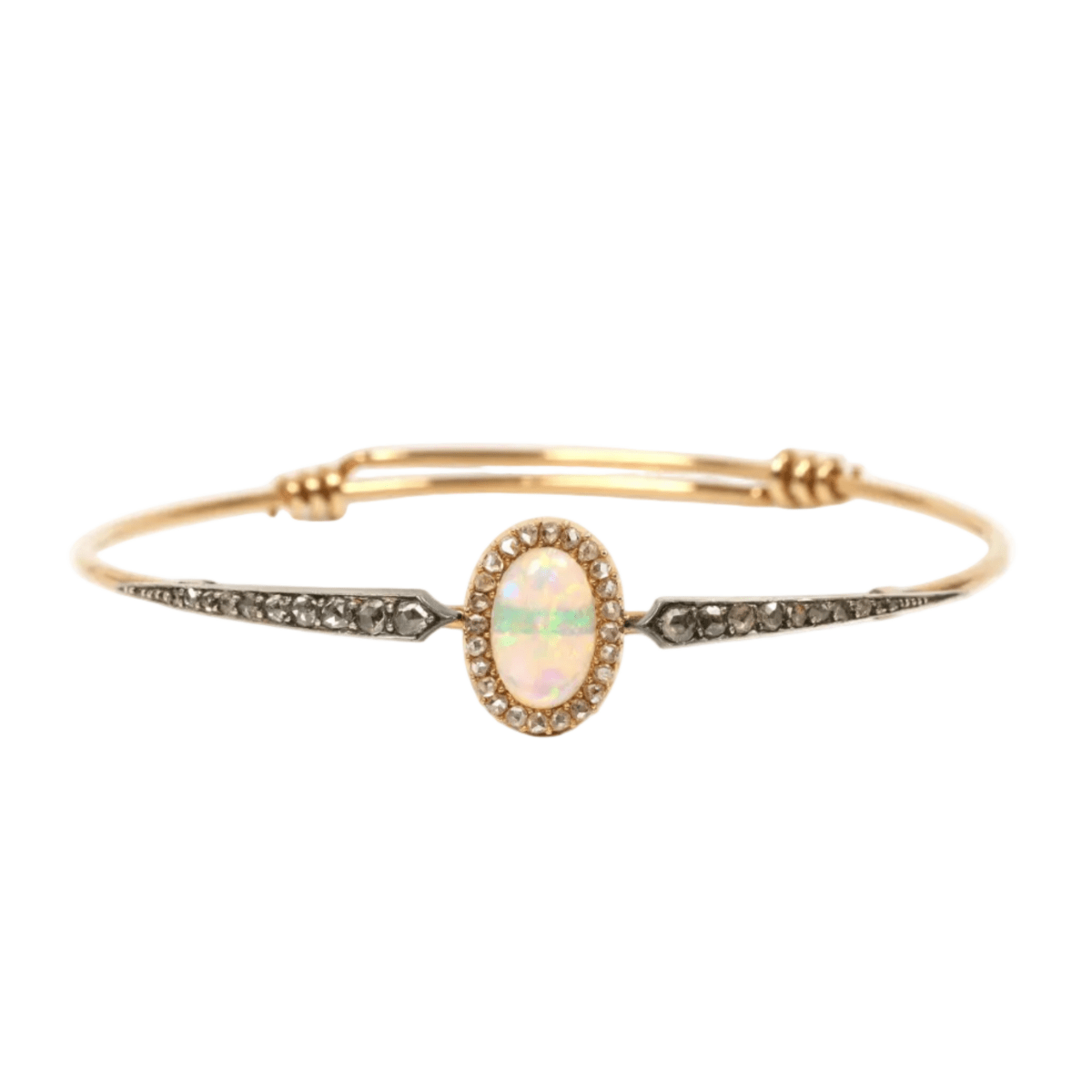 Bracelet Jonc en or jaune, opale et diamants - Castafiore