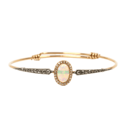Bracelet Jonc en or jaune, opale et diamants - Castafiore