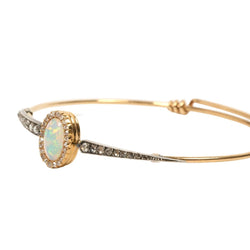 Bracelet Jonc en or jaune, opale et diamants - Castafiore