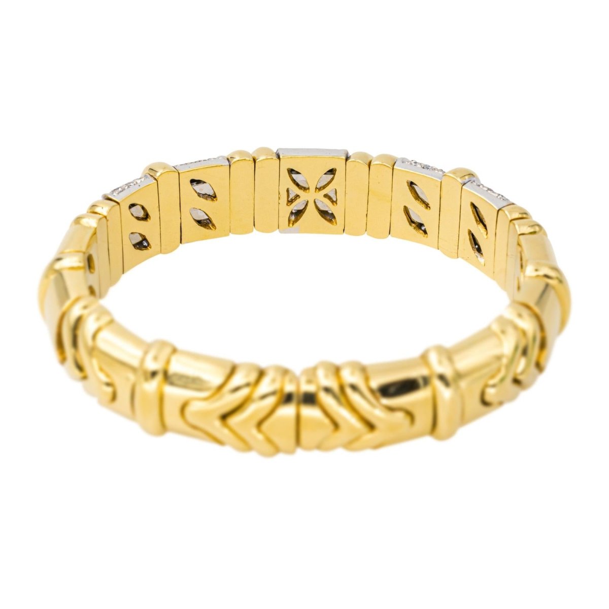 Bracelet Jonc en or jaune, or blanc et diamants - Castafiore