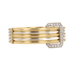 Bracelet Jonc en or jaune, or blanc et diamants - Castafiore