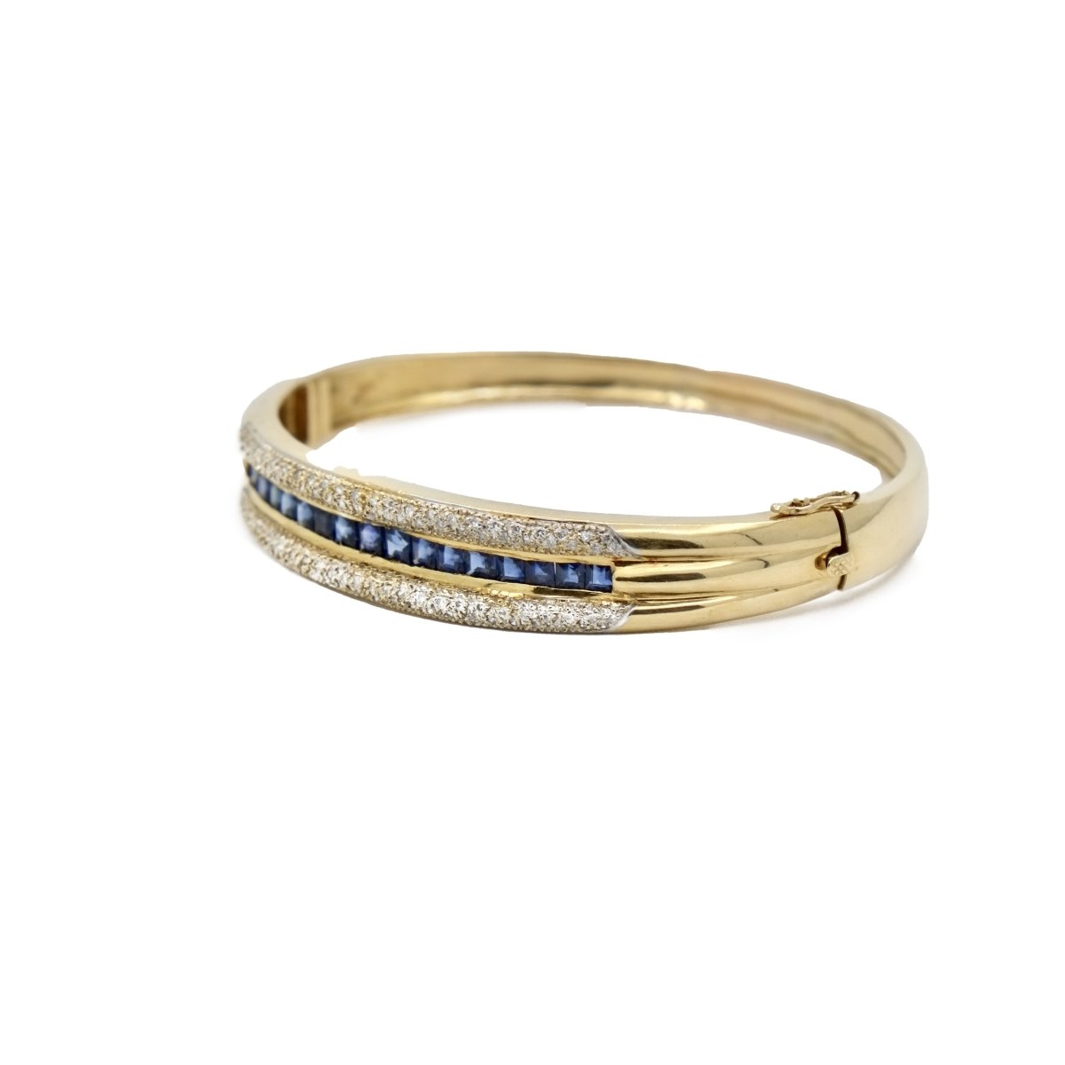Bracelet Jonc en or jaune, or blanc et saphirs - Castafiore