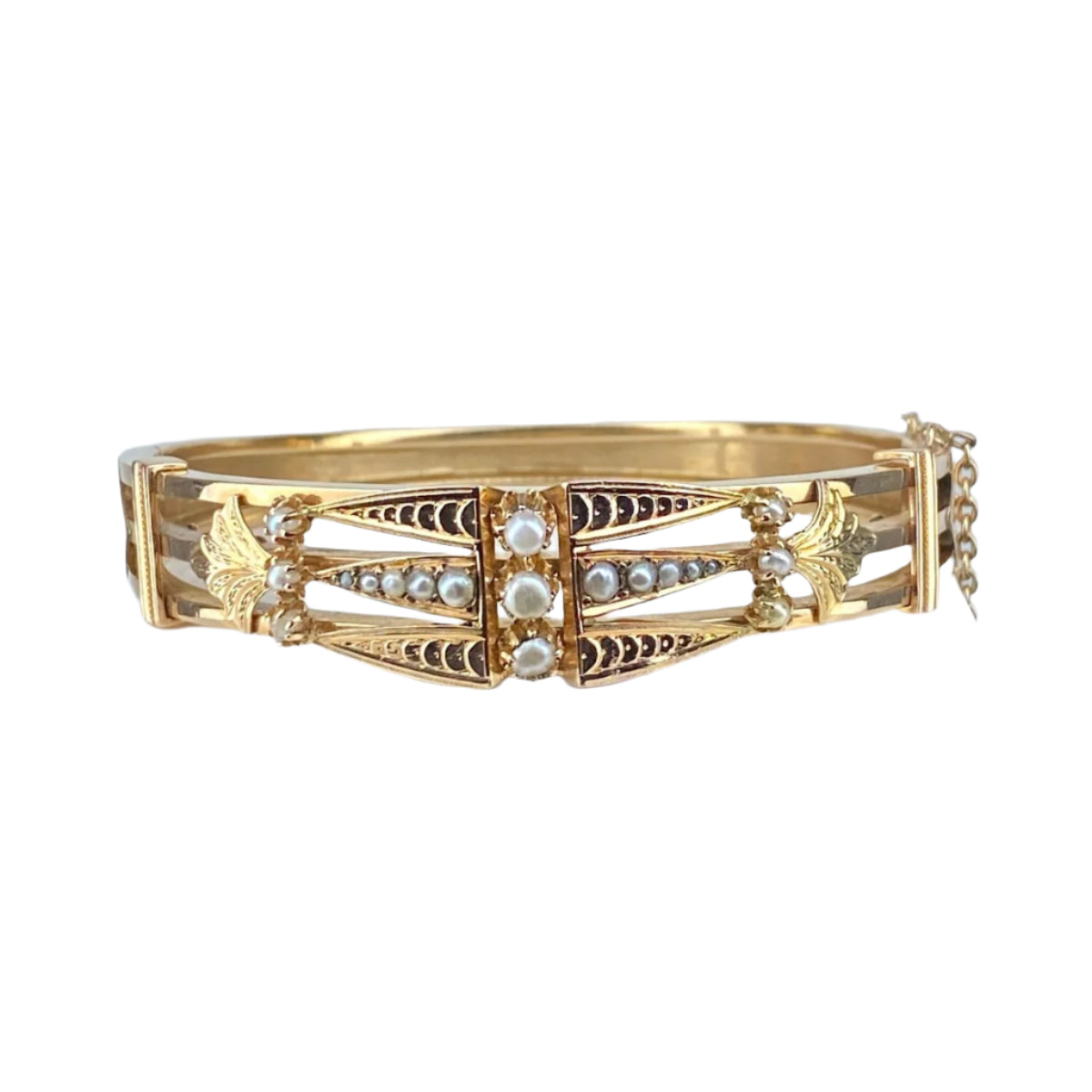 Bracelet jonc en or jaune rosé et perles fines - Castafiore