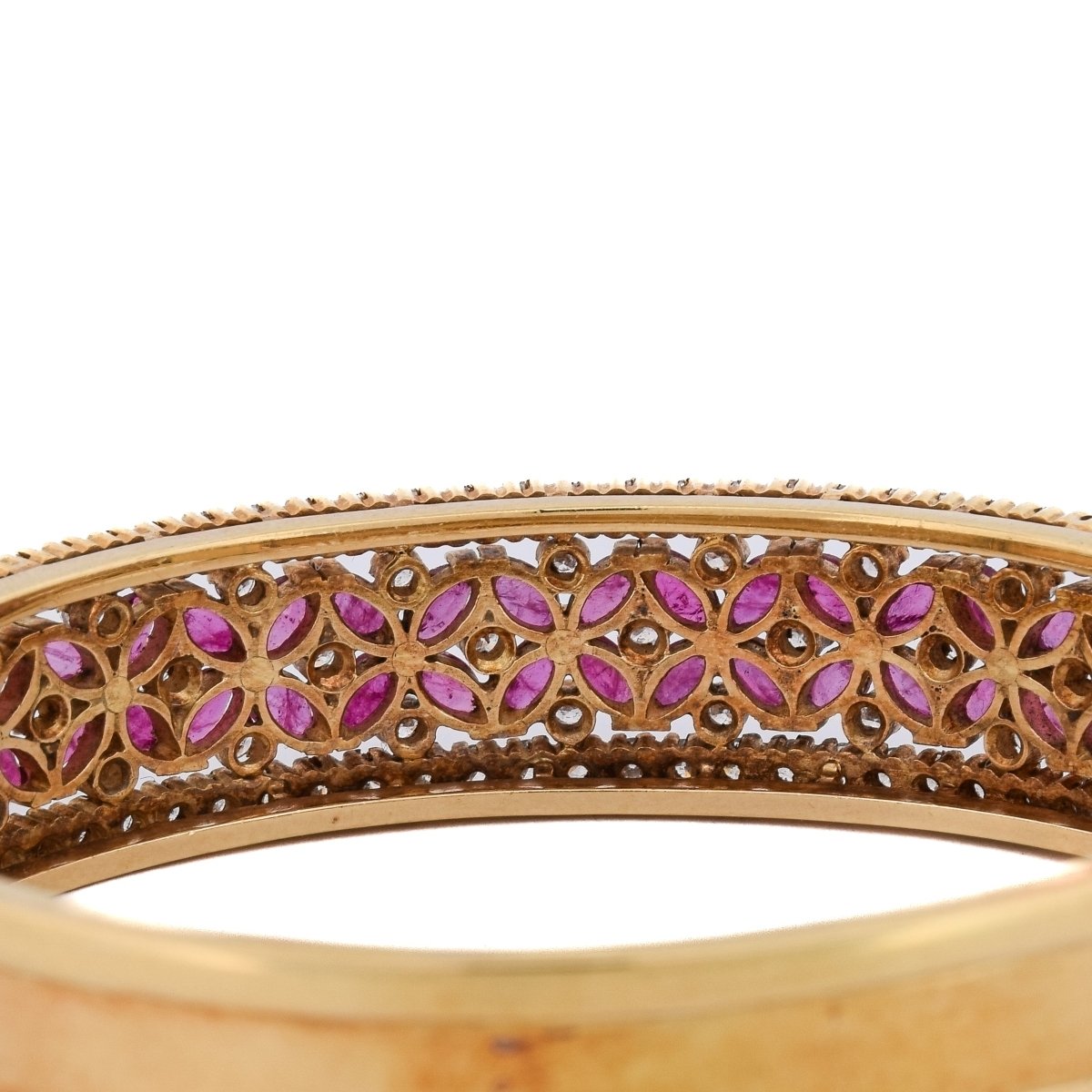 Bracelet Jonc en or jaune, rubis et diamants - Castafiore