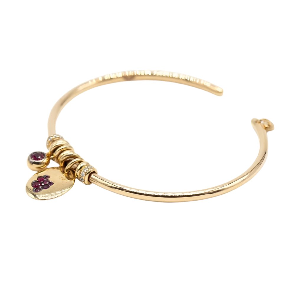 Bracelet Jonc en or jaune, rubis et diamants - Castafiore