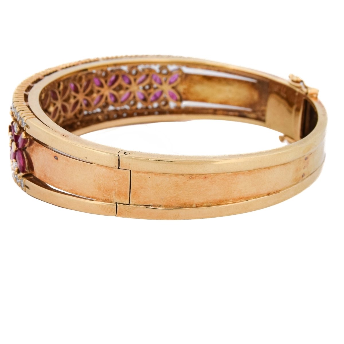 Bracelet Jonc en or jaune, rubis et diamants - Castafiore