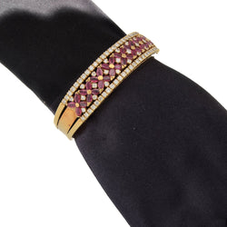 Bracelet Jonc en or jaune, rubis et diamants - Castafiore