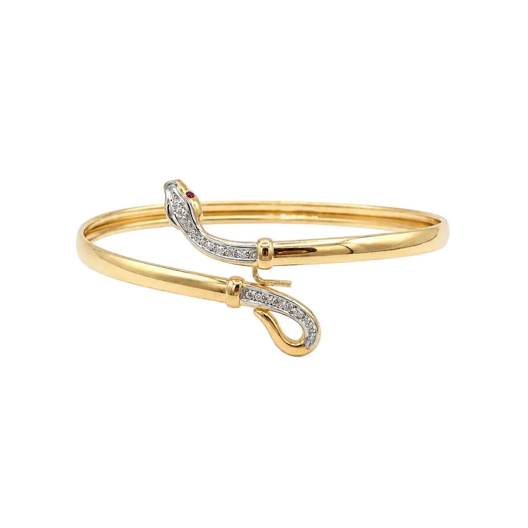 Bracelet Jonc en or jaune, rubis et diamants - Castafiore