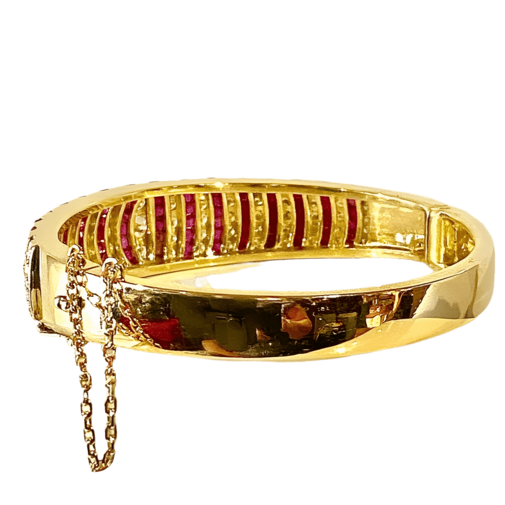 Bracelet Jonc en or jaune, rubis et diamants - Castafiore
