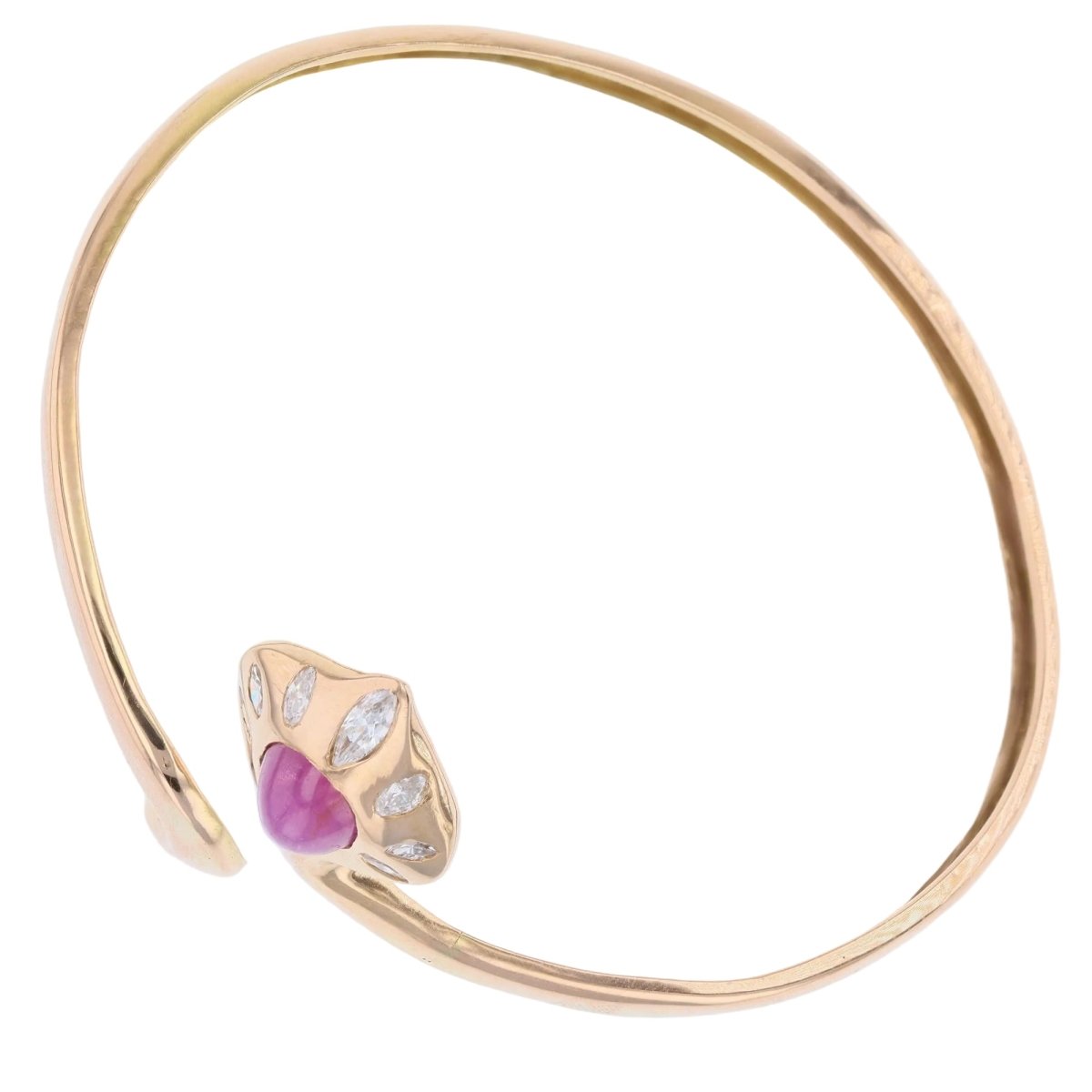 Bracelet snake diamonds star ruby