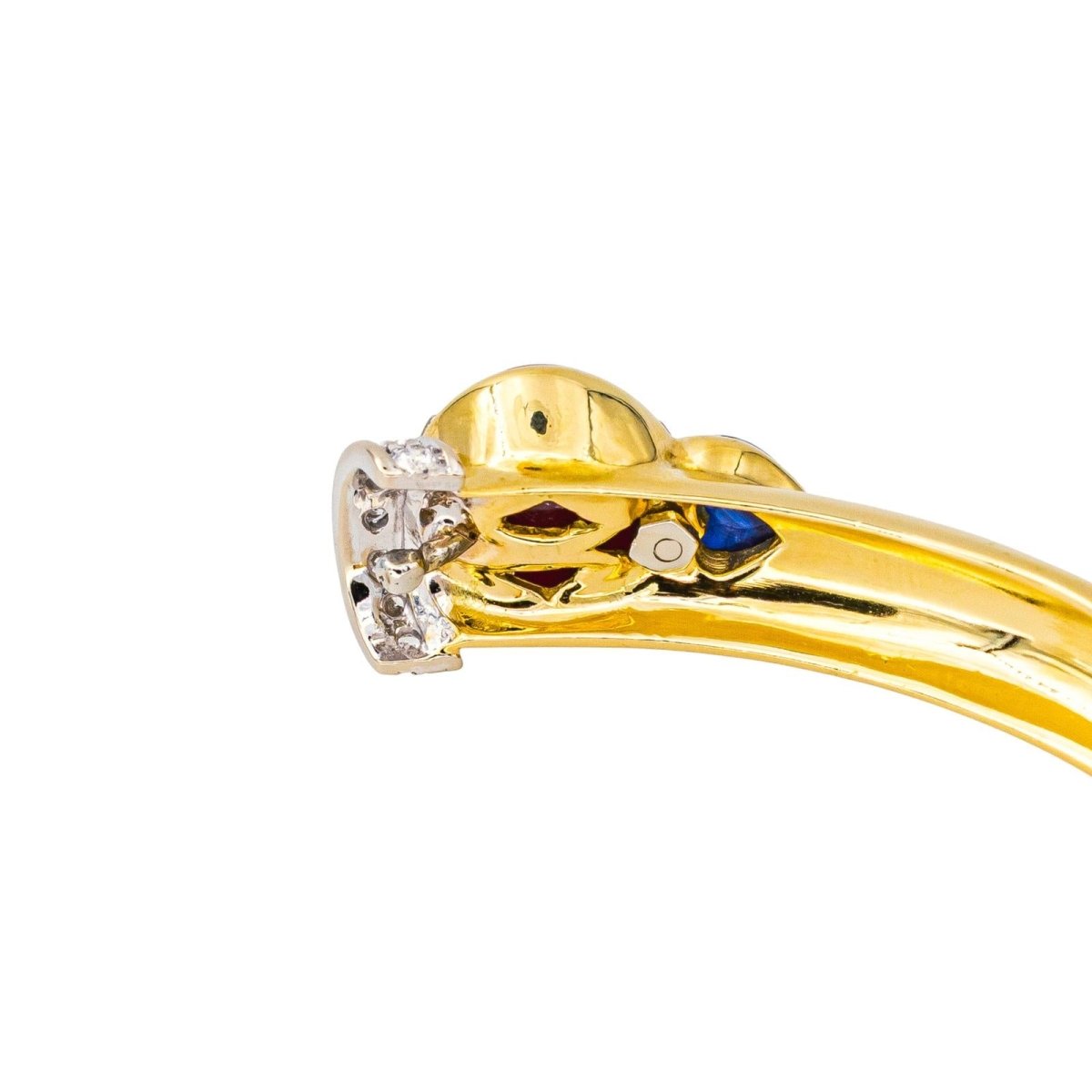Bracelet Jonc en or jaune, rubis, saphir et diamants - Castafiore