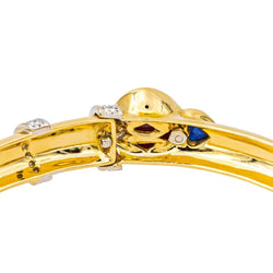 Bracelet Jonc en or jaune, rubis, saphir et diamants - Castafiore