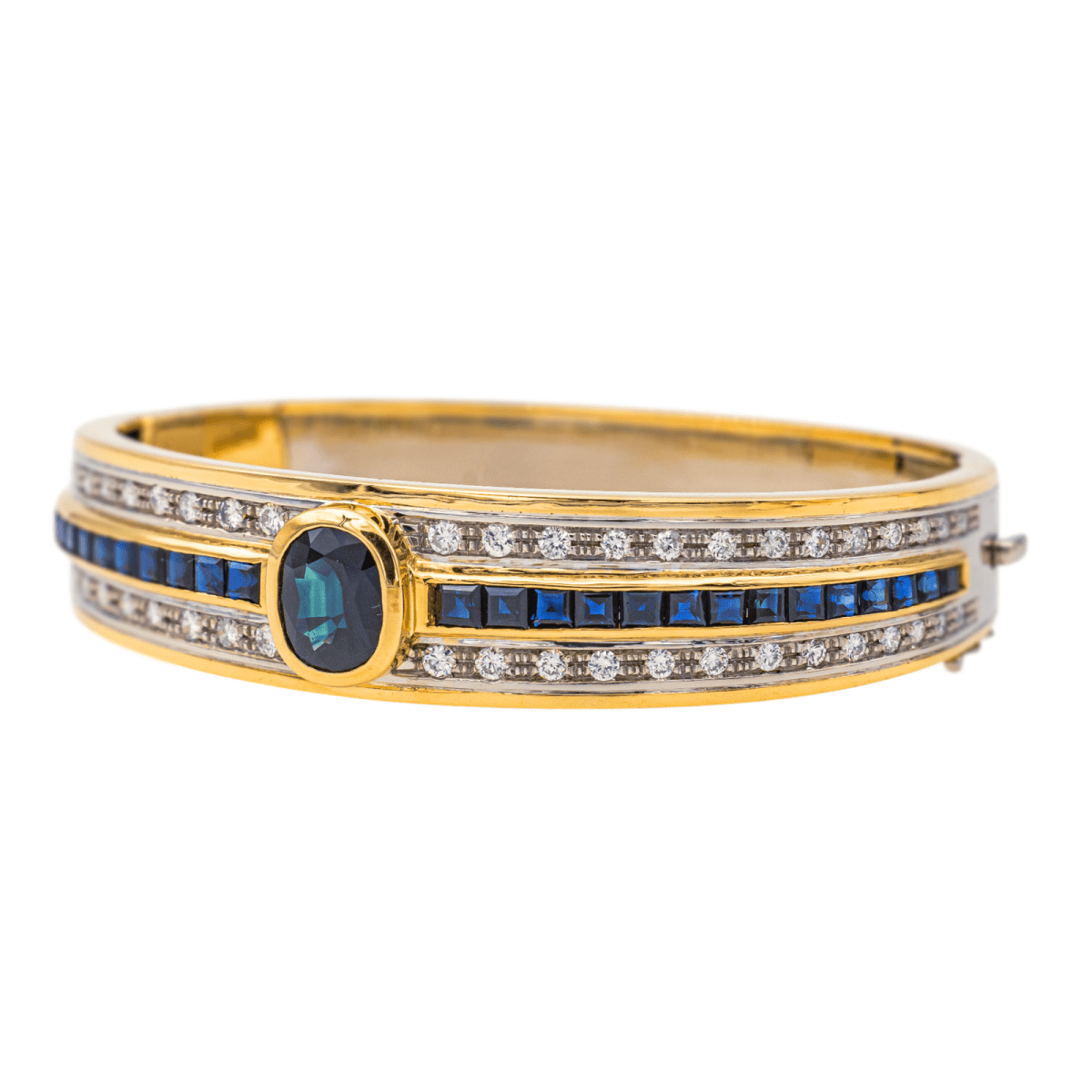 Bracelet Jonc en or jaune, saphirs et diamants - Castafiore