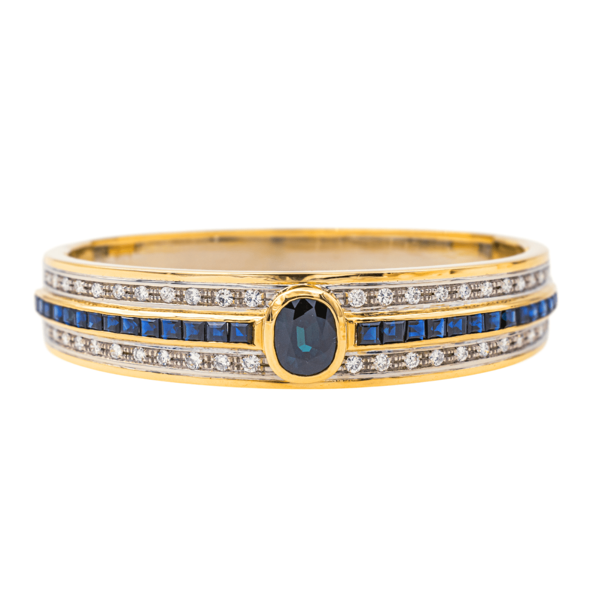 Bracelet Jonc en or jaune, saphirs et diamants - Castafiore