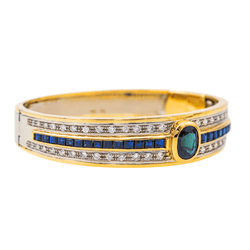 Bracelet Jonc en or jaune, saphirs et diamants - Castafiore