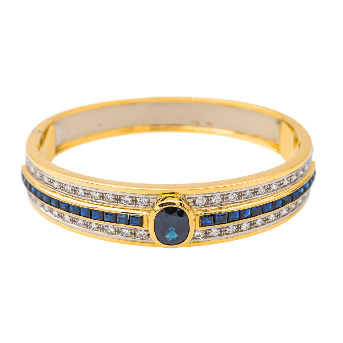 Bracelet Jonc en or jaune, saphirs et diamants - Castafiore