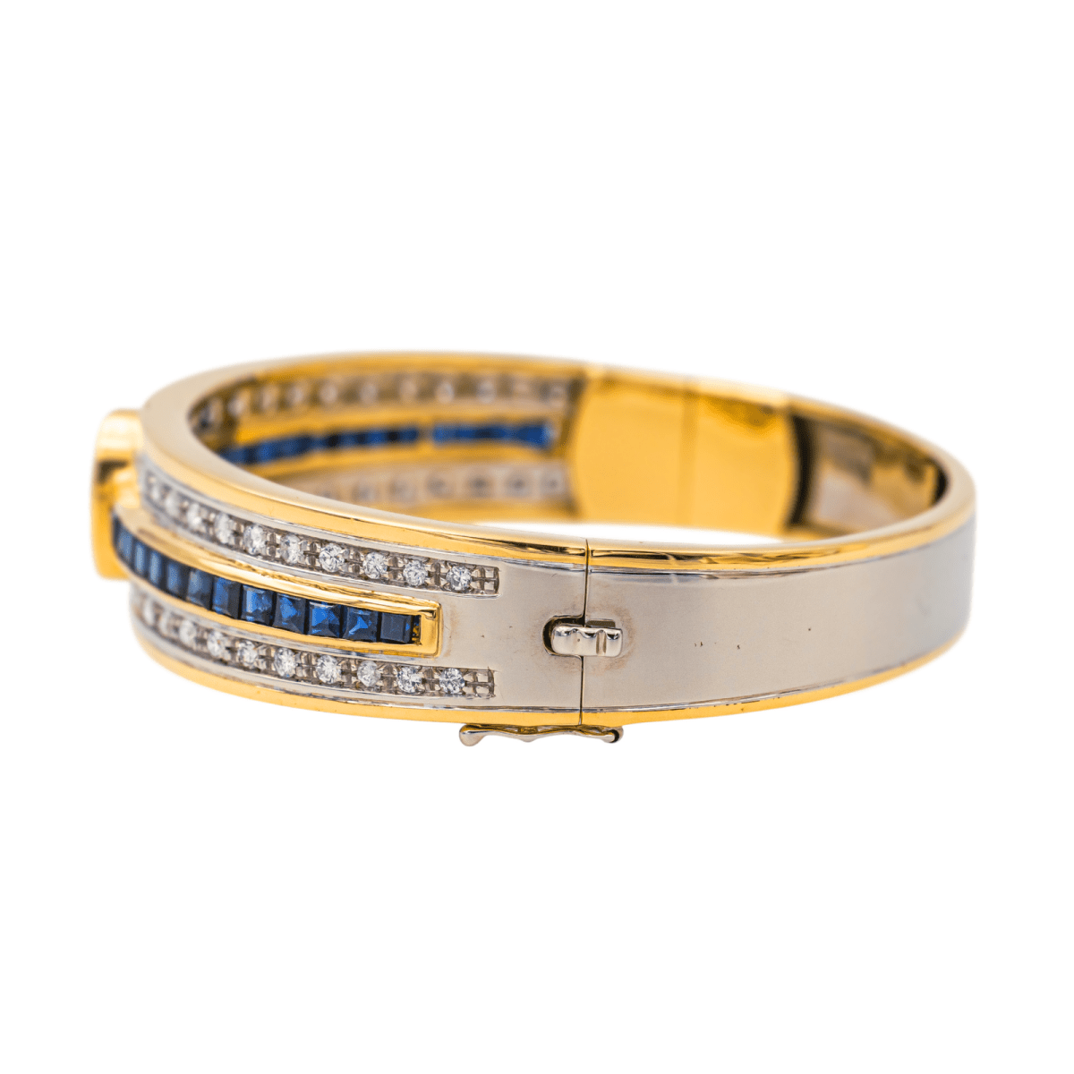 Bracelet Jonc en or jaune, saphirs et diamants - Castafiore