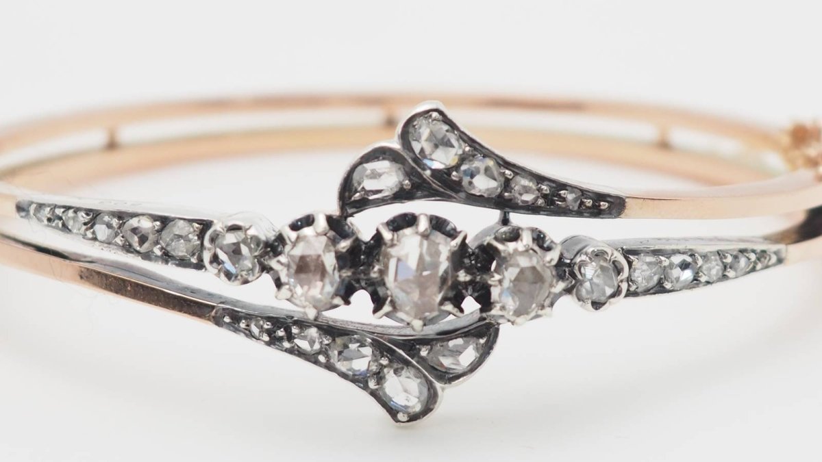 Bracelet Jonc en or rose, argent et diamants - Castafiore