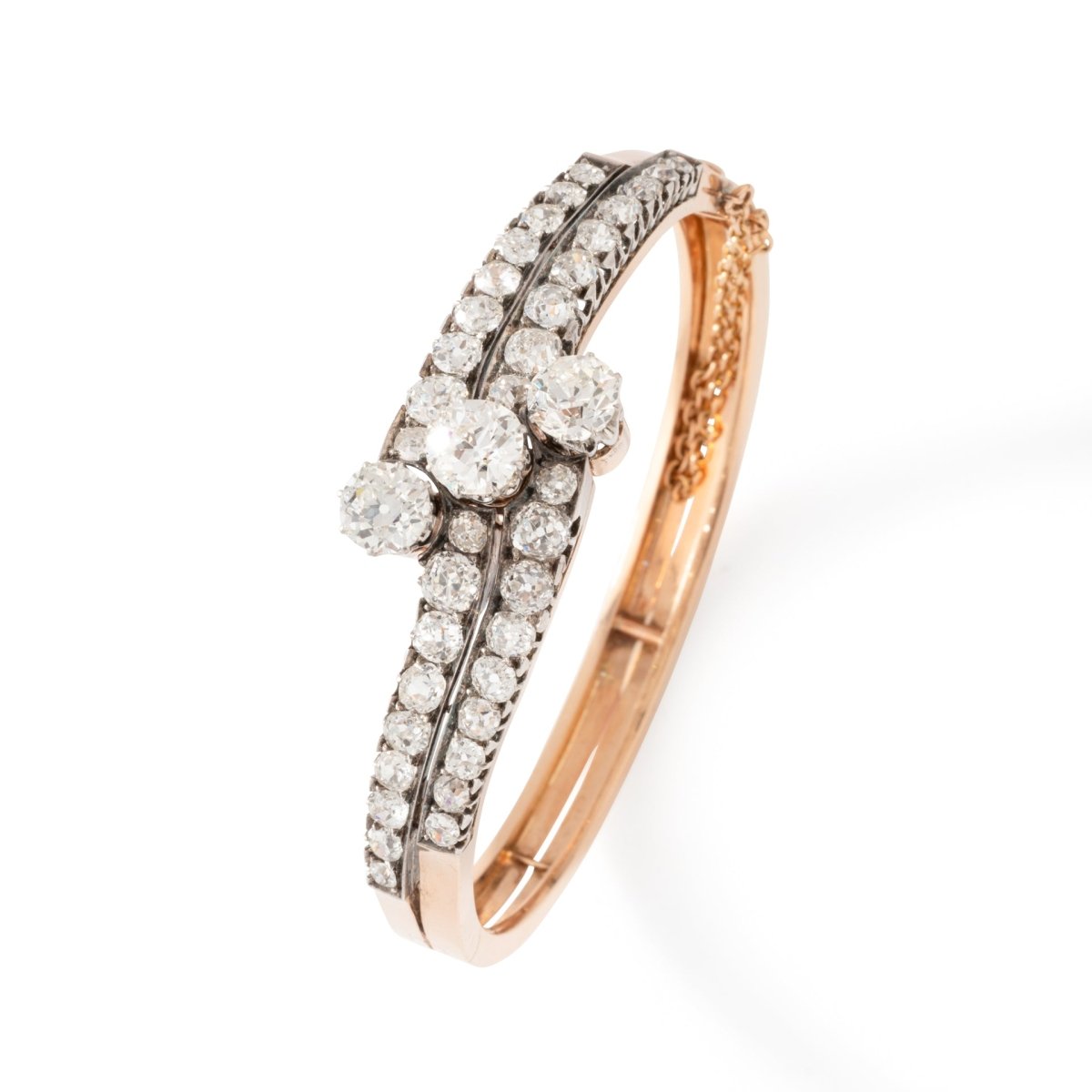 Bracelet Jonc en or rose, argent et diamants - Castafiore