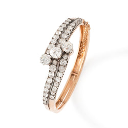 Bracelet Jonc en or rose, argent et diamants - Castafiore