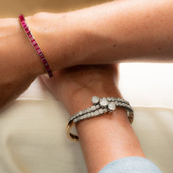 Bracelet Jonc en or rose, argent et diamants - Castafiore