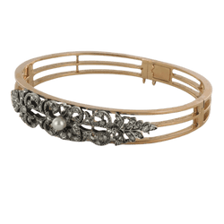 Bracelet Jonc en or rose, argent, perle et diamants - Castafiore