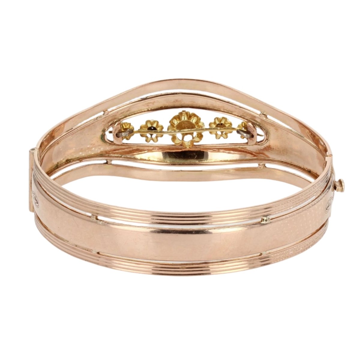 Bracelet Jonc en or rose, émail et diamants - Castafiore