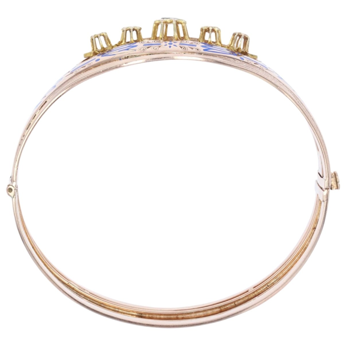 Bracelet Jonc en or rose, émail et diamants - Castafiore