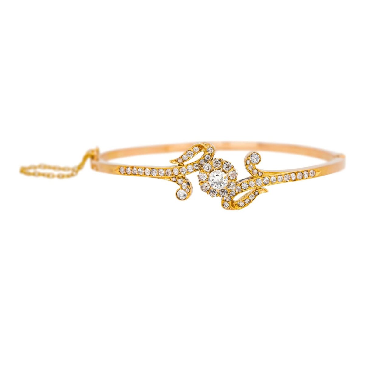 Bracelet Jonc en or rose et diamants - Castafiore
