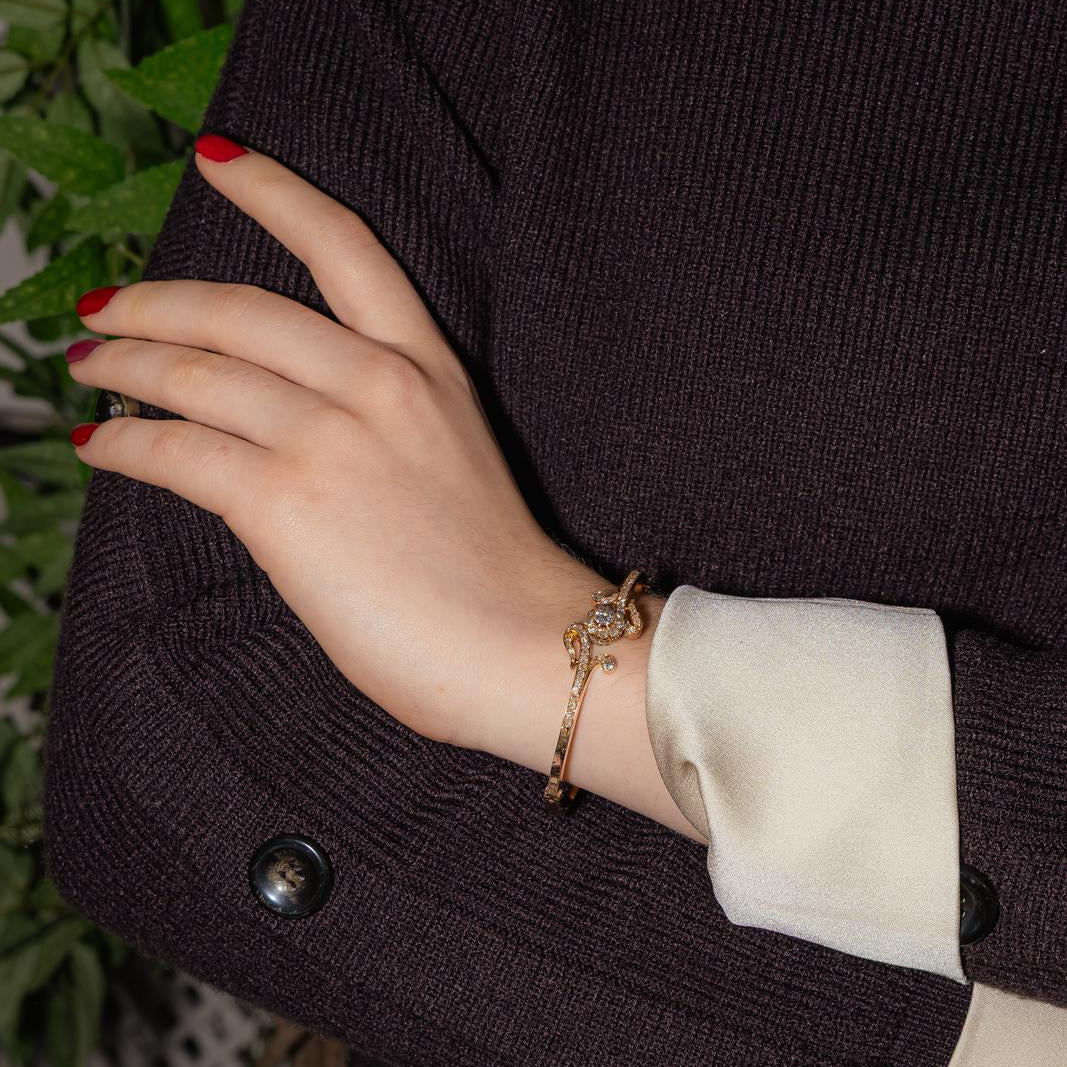 Bracelet Jonc en or rose et diamants - Castafiore