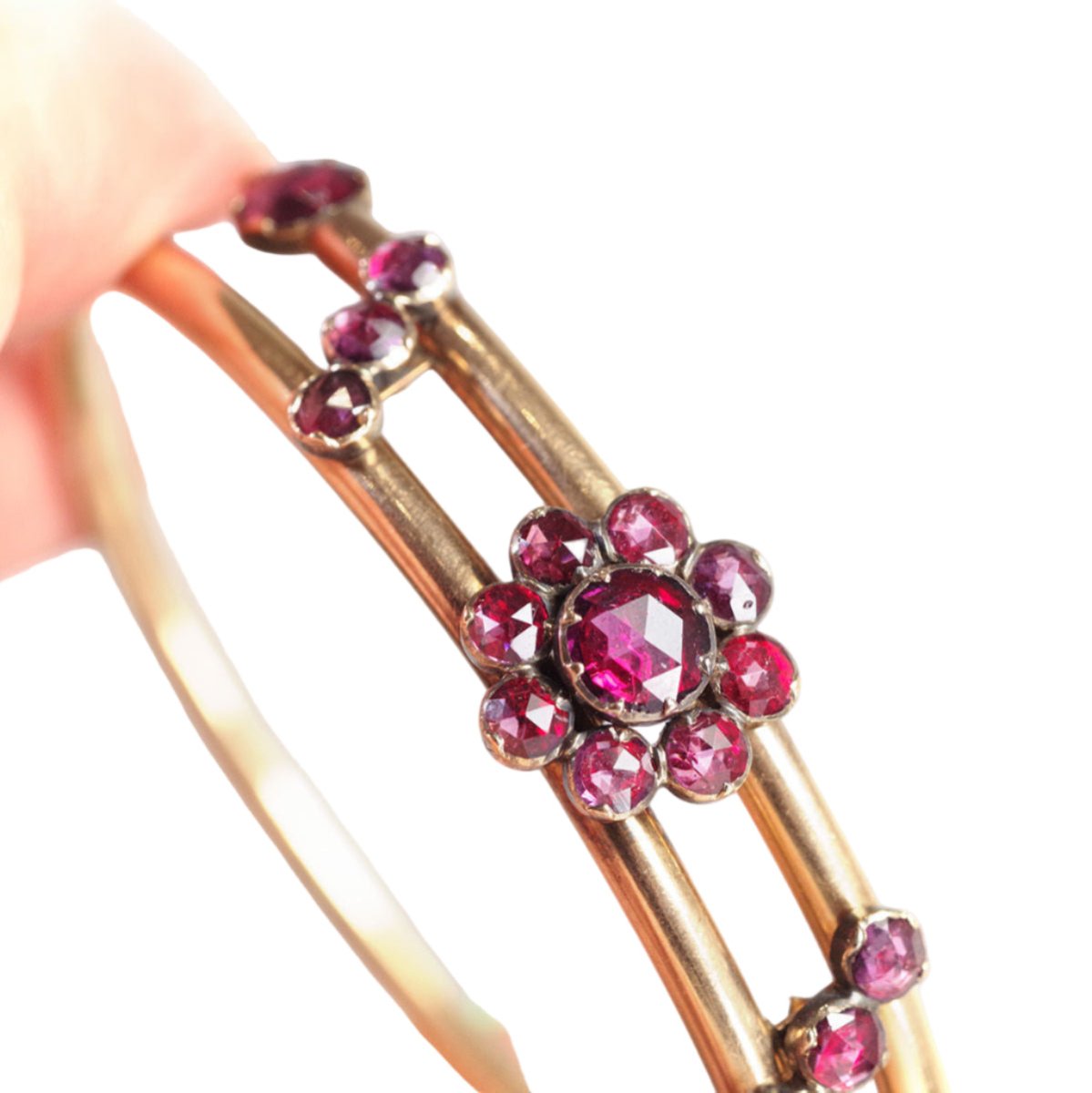 Bracelet Jonc en or rose et grenats - Castafiore
