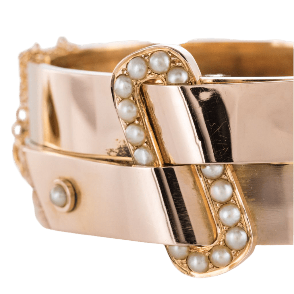 Bracelet Jonc en or rose et perles - Castafiore