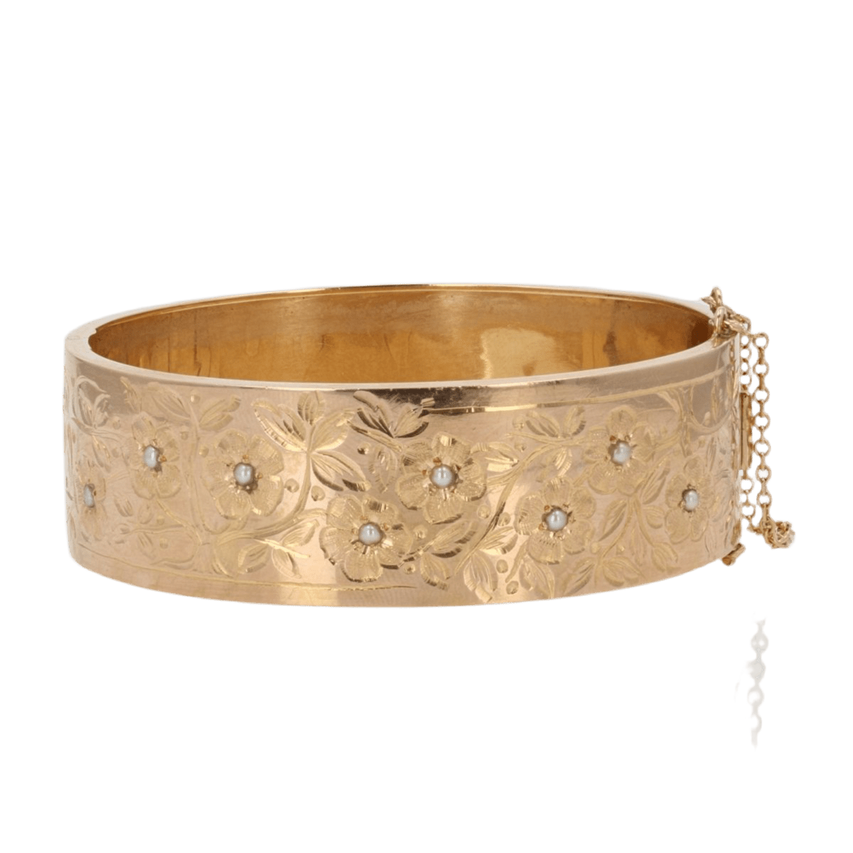 Bracelet Jonc en or rose et perles - Castafiore