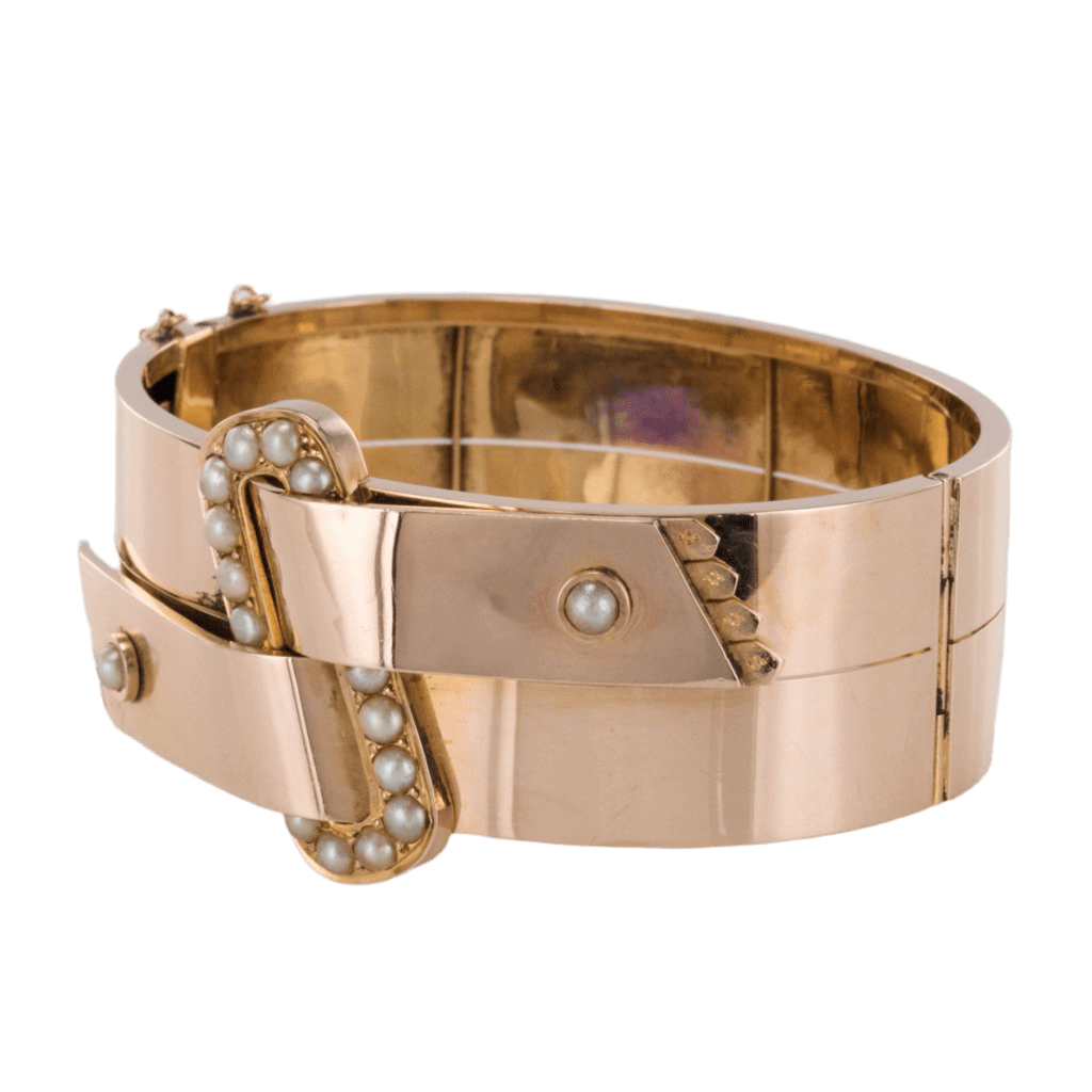 Bracelet Jonc en or rose et perles - Castafiore