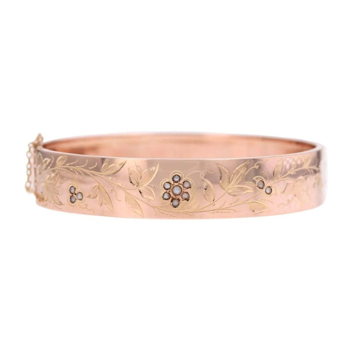 Bracelet Jonc en or rose et perles fines - Castafiore