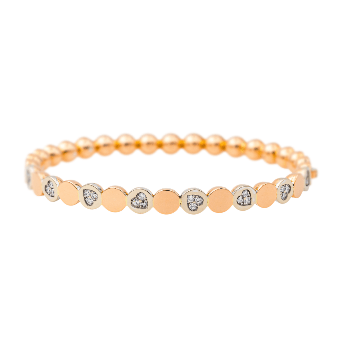 Bracelet Jonc en or rose, or blanc et diamants - Castafiore
