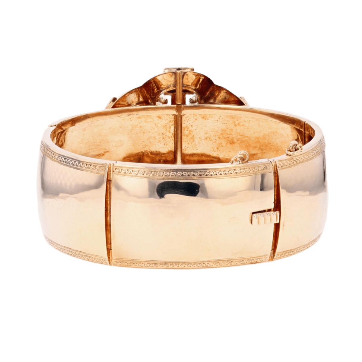 Bracelet Jonc en or rose, turquoise, émail et perles - Castafiore