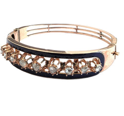 Bracelet Jonc en platine, émail et diamants - Castafiore