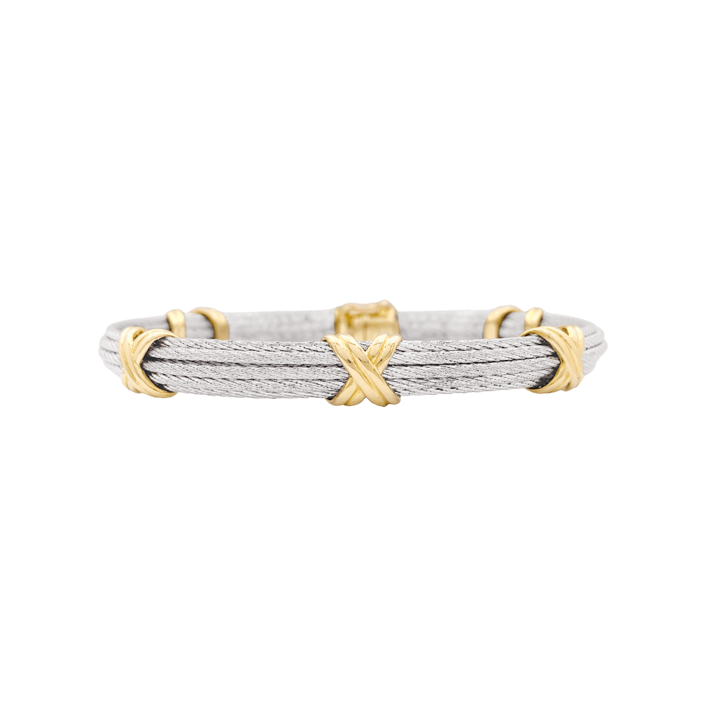 Bracelet Jonc FRED "Force 10" en or jaune et acier - Castafiore