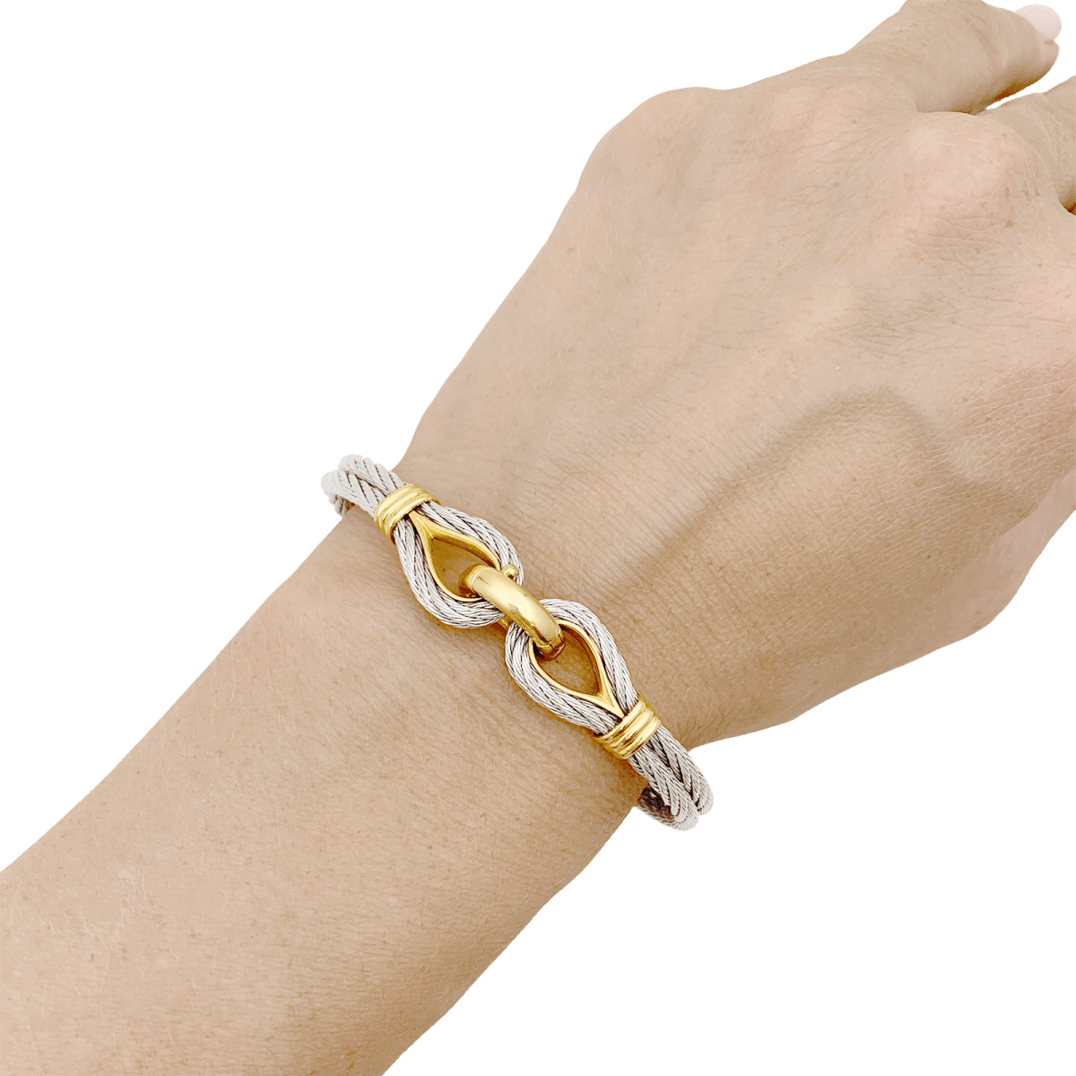 Bracelet Jonc FRED "Force 10" en or jaune et acier - Castafiore