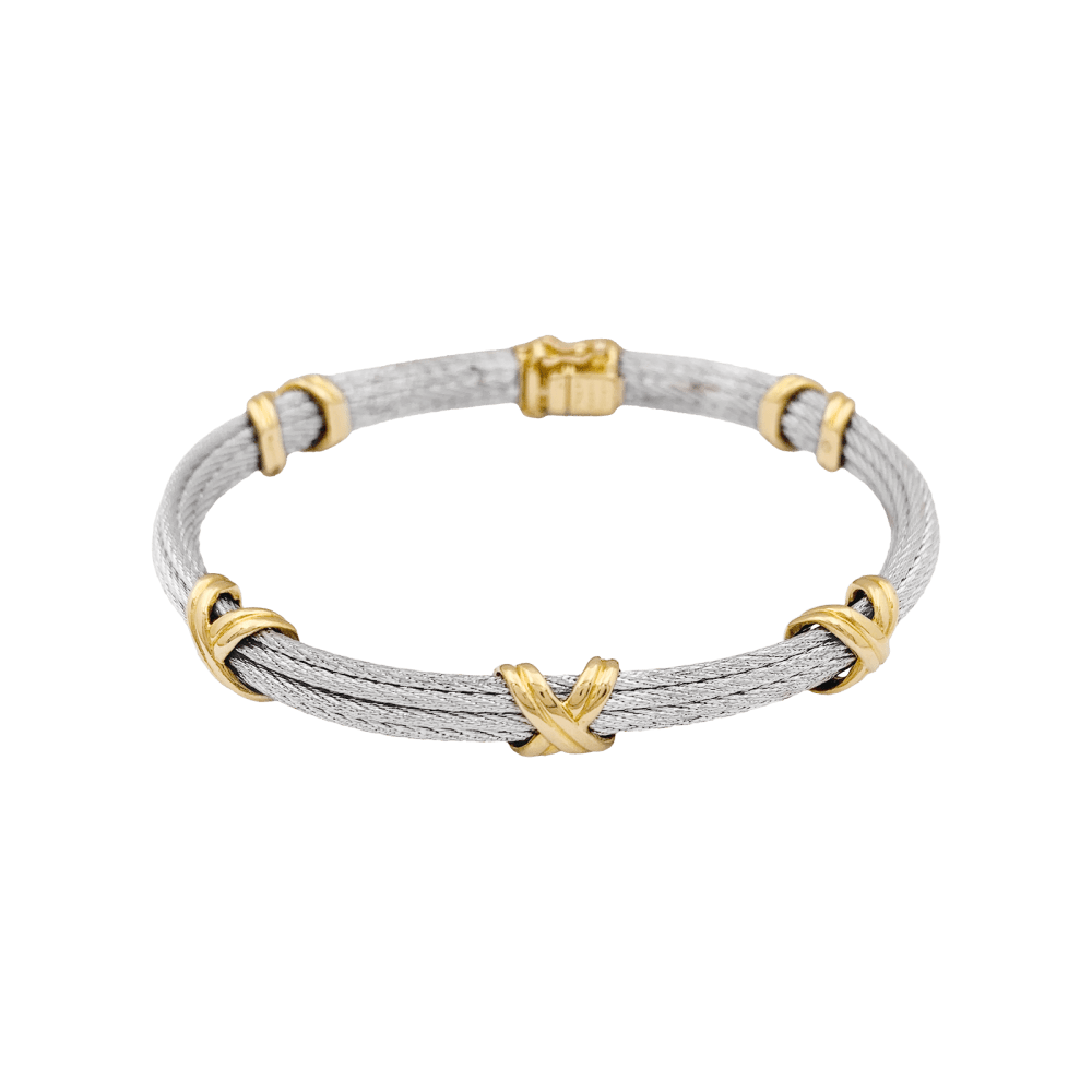 Bracelet Jonc FRED "Force 10" en or jaune et acier - Castafiore