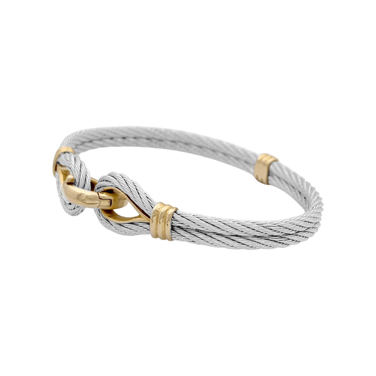 Bracelet Jonc FRED "Force 10" en or jaune et acier - Castafiore